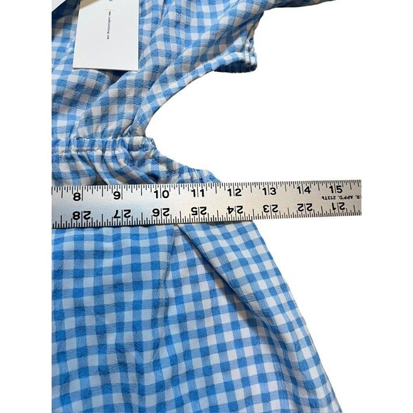 Lush Blue White Cut Out Gingham Dress Size Small - Dorothy - Off The Shoulder - Picture 7 of 8